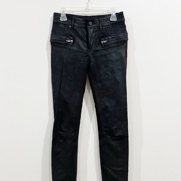 RTA Edgy Biker Inspired Rock and Roll Skinny 100% lambskin stretch leather Pants - Picture 1 of 16